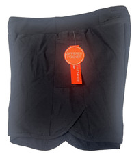 Women's Breathable Running Shorts W/ Built-in Briefs Pockets Black Large NWT