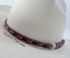 Horsehair hat band, Adjustable Cowboy hat band, BOLD Cinnamon black-white design