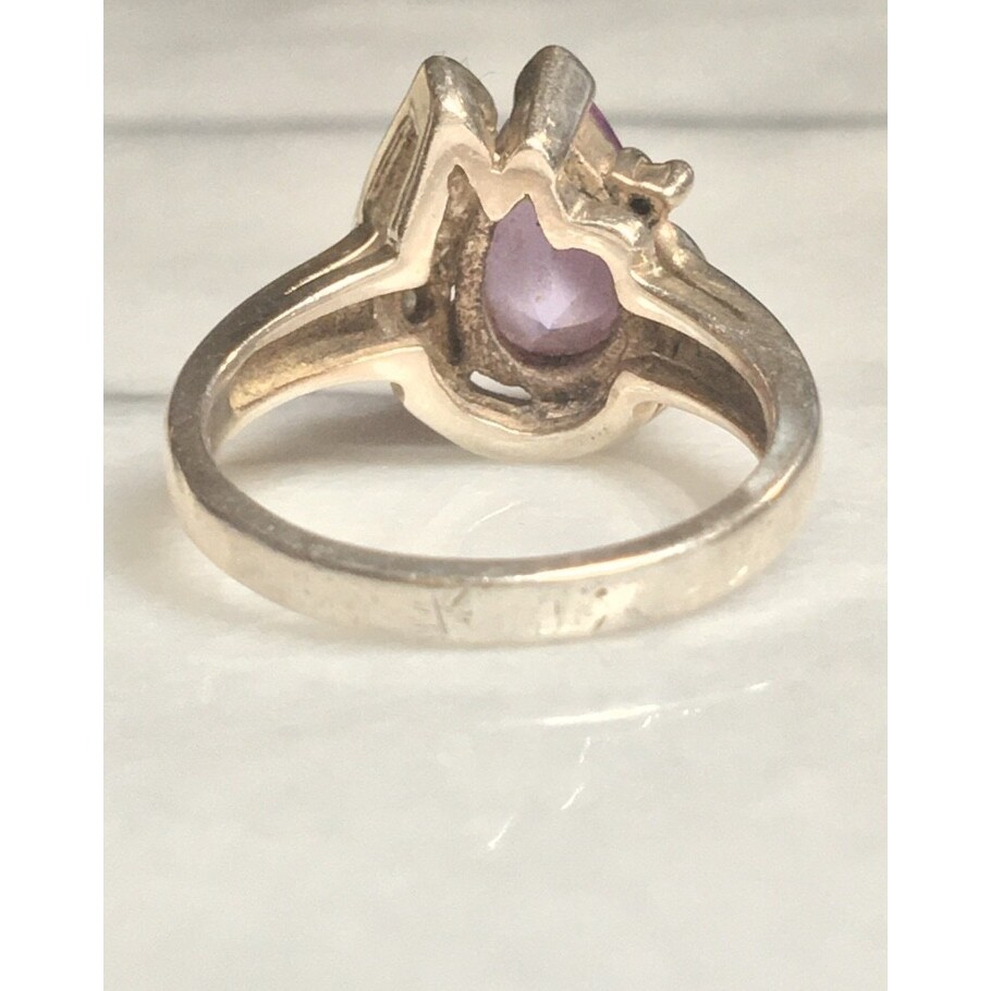 SOLID 925 STERLING SILVER CLEAR & AMETHYST COLORE… - image 6