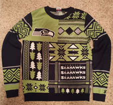 NFL Team Apparel - SEATTLE SEAHAWKS - Ugly Christmas SWEATER - Medium FREE SHIP