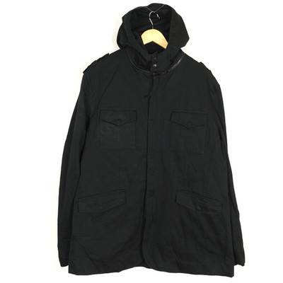 ARMANI EXCHANGE Herren Jacke Gr. XL Full Zip Schwarz Kapuze Baumwolle Canvas