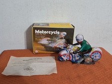 Vintage Motorcycle Wind Up Tin Litho Toy MS-702 Works