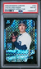 2005 Bowman Chrome Justin Verlander Rookie Auto Xfractor /225  PSA 8