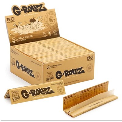 Cartine G-Rollz Lunghe Non Sbiancate Extra Sottili King Size Slim 50 Libretti