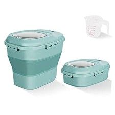 Cereal Rice Food Storage Containers, Collapsible 20 to 50 Lbs Dispenser Green