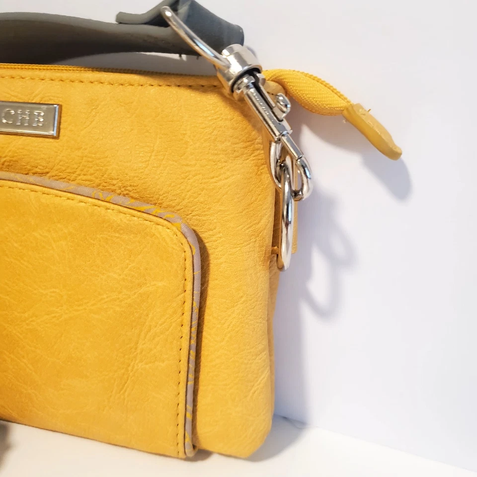 Cartera de Viaje Miche Micro Bolso Amarillo Gris Mostaza Correa Extraíble Tarjeta de Crédito  Foto 3 de 4