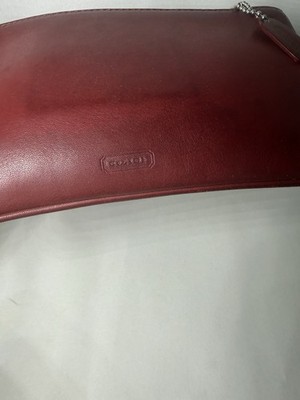 Vintage Coach Small Flat Cosmetic Case Zippered Skinny Pouch Red