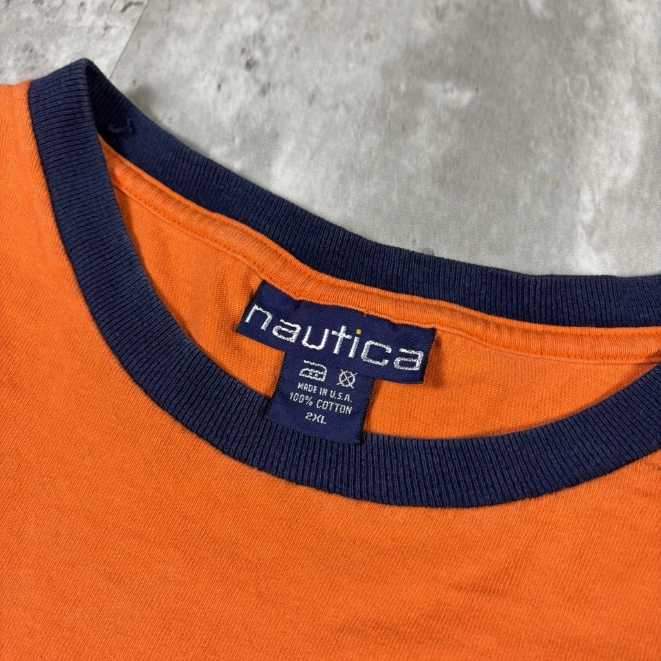 Vintage Nautica T Shirt Long Sleeve Orange size 2XL 90s Usa - Imagem 3 de 4