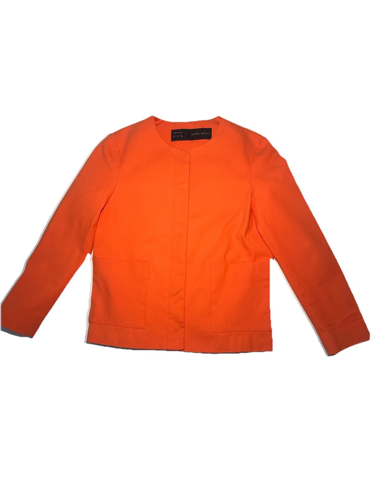 Zara  Basic Collarless Jacket In Vibrant Orange H… - image 1