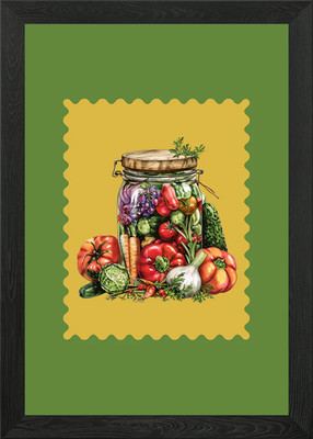 Glas mit frischem Gemüse gerahmtes Wandbild Poster Leinwanddruck Bild
