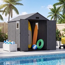 6x8 FT Resin Shed Outdoor Storage Plastic Garden Shed with Floor