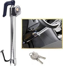 Steering Wheel Brake Lock Anti-Theft Retractable Car Clutch Pedal Lock w/ 2 Key#