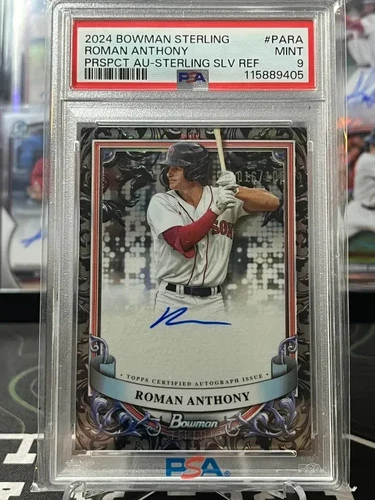 Roman Anthony  2024 Bowman Sterling Auto Silver Refractor /100 RC PSA 9 RED SOX