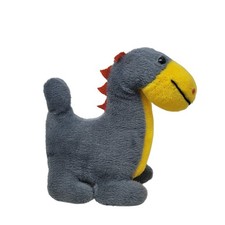 Vintage 60s 70s Dinosaur Plush Stuffed Animal Gray Yellow 13" Toy Spikes Fuzzy