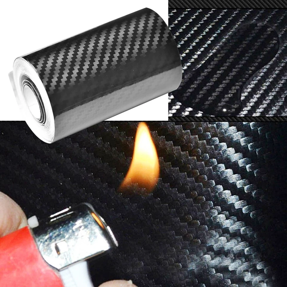 Patrón de calcomanía de fibra de carbono 5D anti arañazos cubierta alféizar 7CMx3M pegatina negra Foto 3 de 4