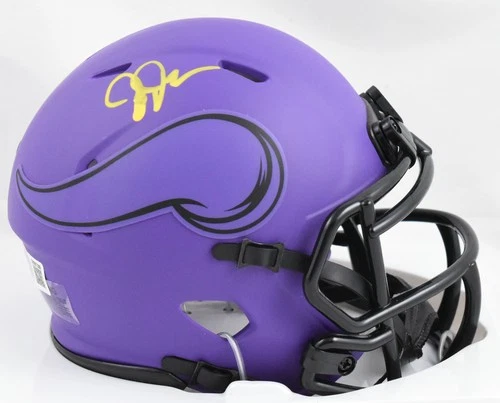 Justin Jefferson Autographed Vikings Rave Speed Mini Helmet - Beckett W Hologram