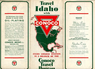 Idaho Map Road Conoco Oil H M Gousha Co 1940s