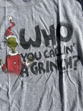 Dr. Suess The Grinch Men's Grey T/Shirt "Who You Callin Grinch" Sz L New