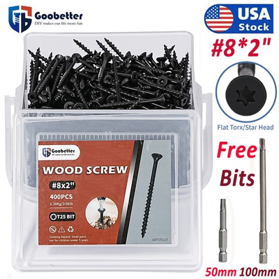 #ad 400pcs #8 x 2 Deck Screws T25 Torx Drive Self Tapping Wood Screw Exterior Screws $26.59