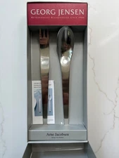Georg Jensen ARNE JACOBSEN - 2 pc set (serving fork and serving spoon) NIB