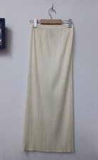 Issey Miyake Pleated Cream Polyester Skirt Made in Japan Pre-Owned
