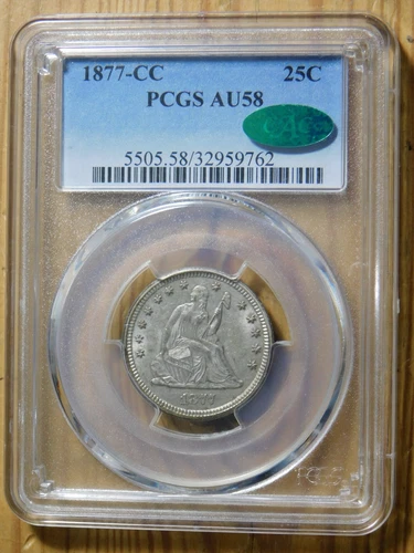 1877-CC Liberty Seated Quarter *PCGS AU 58 CAC*