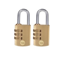 2x Zahlenschloss 4-stellig YALE Vorhängeschloss, 30mm, Záhlencode, Messing