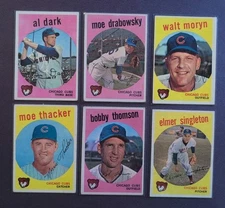 1959 Topps Chicago Cubs Low Grade Lot (6)