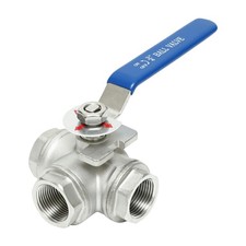 HFS R 3-Way Ball Valve 3/4" NPT, T Mounting Pad, Stainless Steel 304