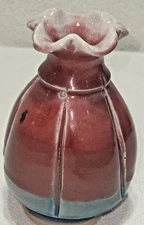 Ceramic Bud Vase Red And Turquoise 6 In X 4 In 1.5 In Opening