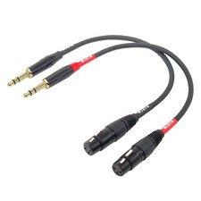 1ft Red Black XLR Female to 1/4 TRS Gold Plated Balanced Audio Cable