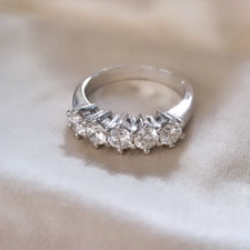 1Ct Round Cut EF-VS Certified Lab Grown Diamond Ring Band Solid 14k White Gold