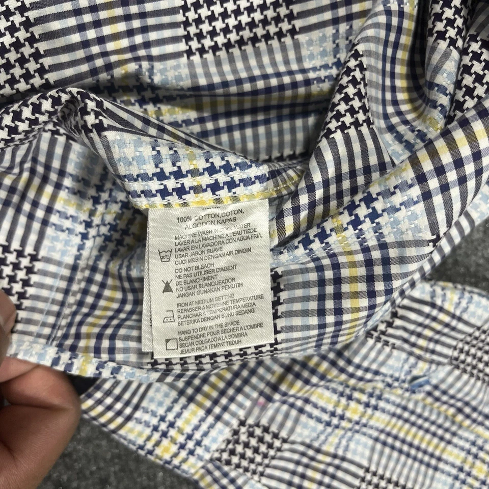 Report Collection Shirt Mens Extra Large Patchwork Houndstooth Checkered Weave - Image 4 of 4