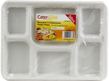Plastic Disposable Reusable Plates with 6 Compartments for Catering Supplier