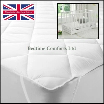 BEDTIME COMFORTS COT / TRAVEL COT "QUILTED" Mattress TOPPER (Elasticated) VARIOUS LENGTHS