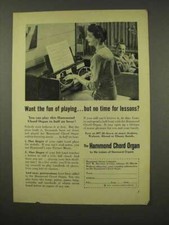 1956 Hammond Chord Organ Ad - No Time for Lessons 