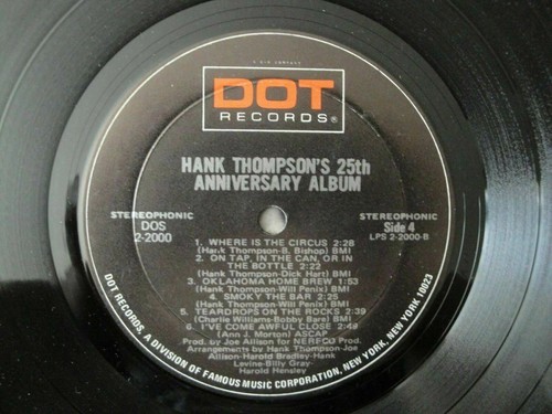 HANK THOMPSON'S 25TH ANNIVERSARY ALBUM ORIGINAL DOT RECORDS DOS-2-2000 STEREO EX - Picture 6 of 6