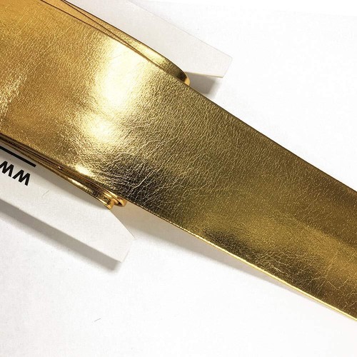 Fold Over Polyurethan Faux Leather Trim 40mm Gold 2-Yards TR-12192 - Picture 2 of 5
