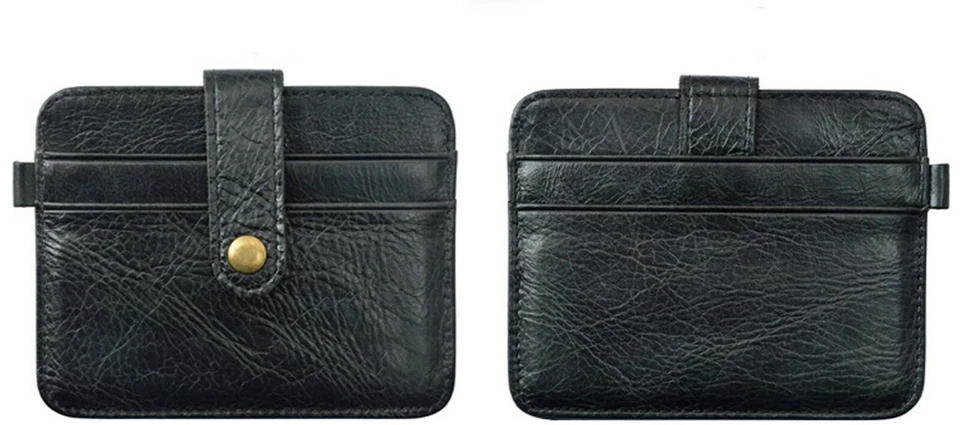 Porte-Monnaie. Pince à Billets et Porte-Cartes mince en Simili-Cuir Noir. unisex - Photo 2/4