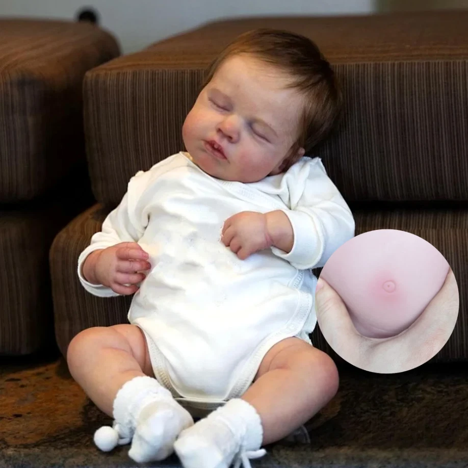 Reborn Baby Doll Boy with Full Body Silicone Vinyl and Rooted Hair Visible Veins - Immagine 3 di 4