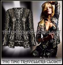 Kate Moss Topshop Black Sheer Mesh Embellished Tarnished Sequin Jacket Uk 10 38