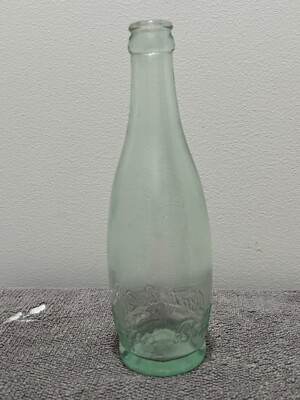 Vintage Billy Baxter apple green soda pop glass bottle ten pin shape 10 oz 