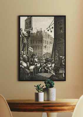 William Hogarth: Bierstraße. Fine Art Giclée Museum Luxus Geschenk Druck