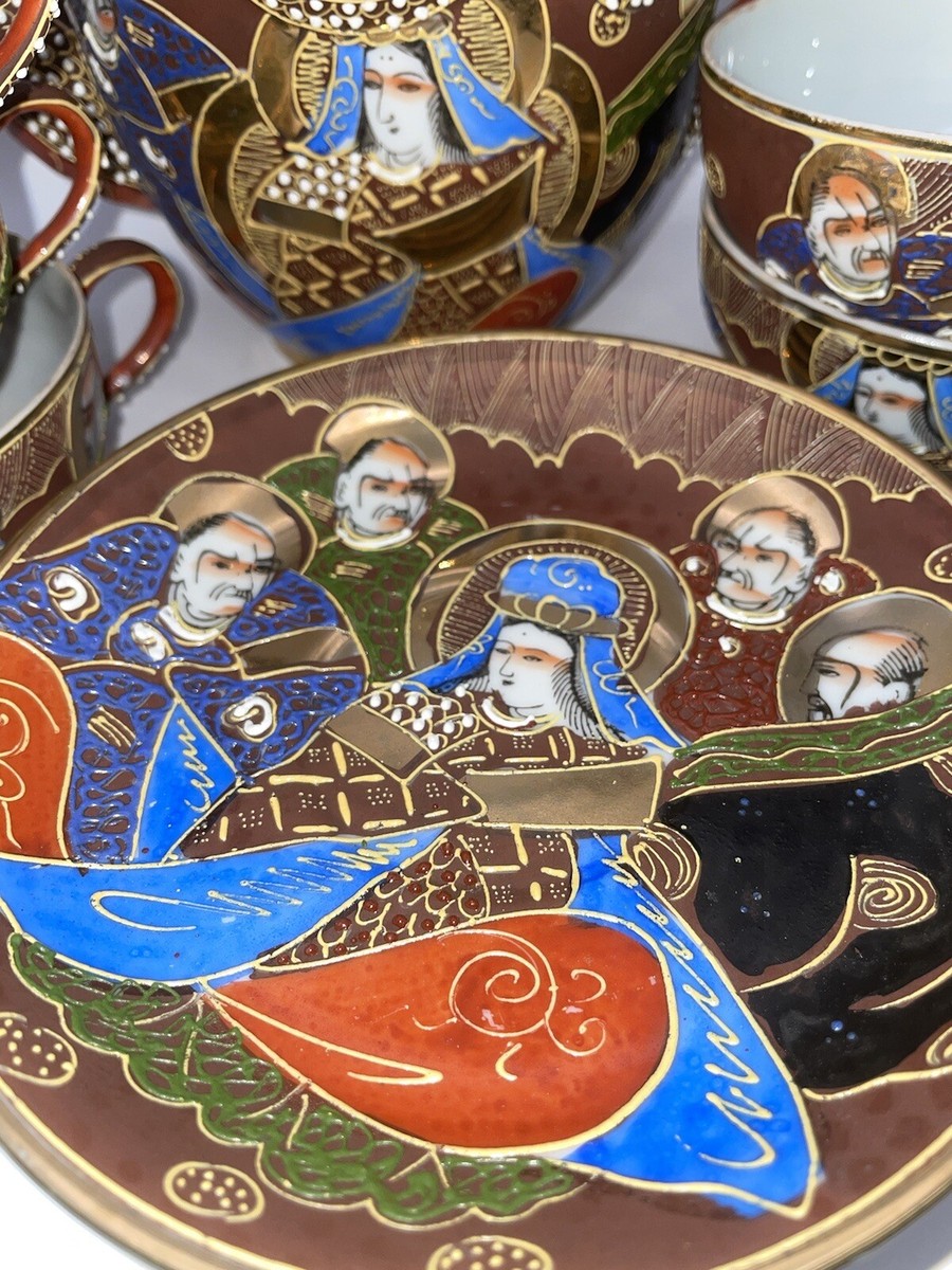 Japanese Hand Painted Satsuma Moriage Dragon Ware 12Pc Tea Set | eBay