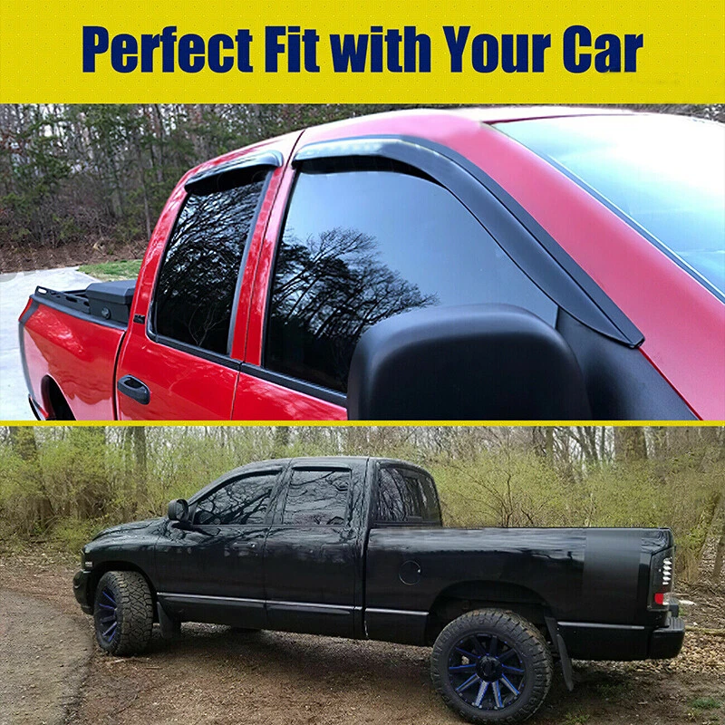 4X Window Visor Sun Rain Guards Vent For Dodge Ram 2500 3500 Quad Cab 2003-2009 Foto 3 de 4