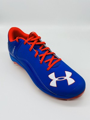 red white and blue under armour baseball cleats