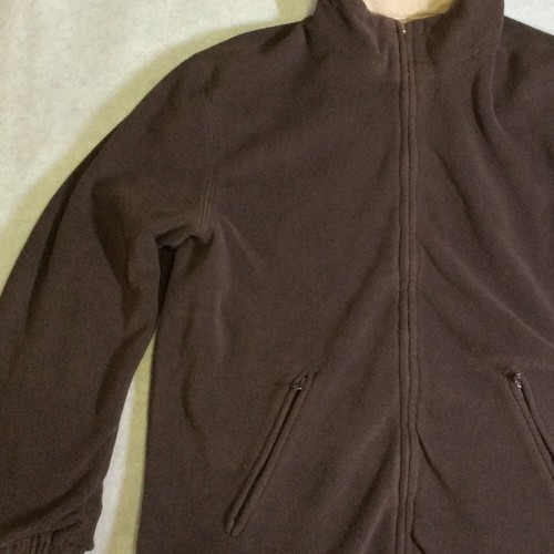 Nautica Mens Jacket Sz M Reversible Brown Khaki Full Zip Pockets Cotton Fleece - Picture 21 of 24