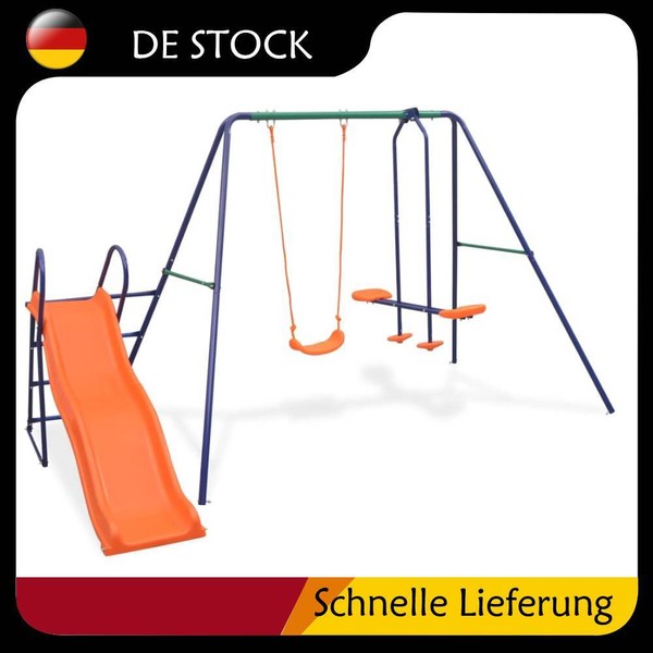 Kinderschaukel Mit Rutsche 3 Sitzen Gartenschaukel Schaukelgestell Vidaxl-image