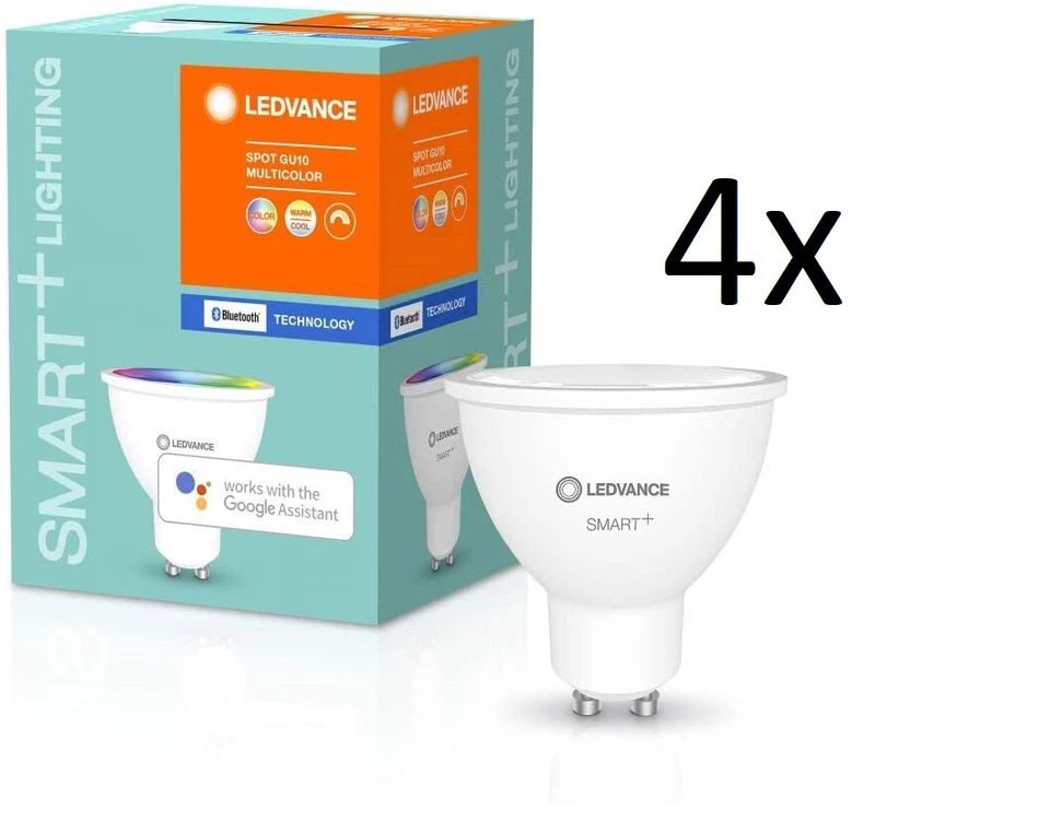 4x Ledvance Smart+ LED Bluetooth GU10 Spot Multicolor EEK:F (Spektrum A-G)