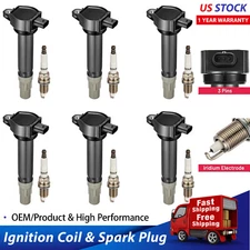 6 Ignition Coil Pack UF502 and Spark Plugs For 2006-2010 Dodge Charger 3.5L V6